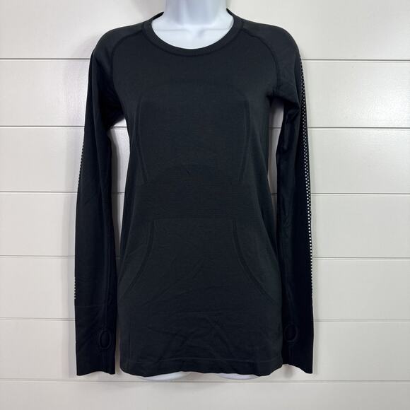 Lululemon Long Sleeve Crewneck Athletic Swiftly Tee Shirt Black sz 6 - Picture 1 of 10